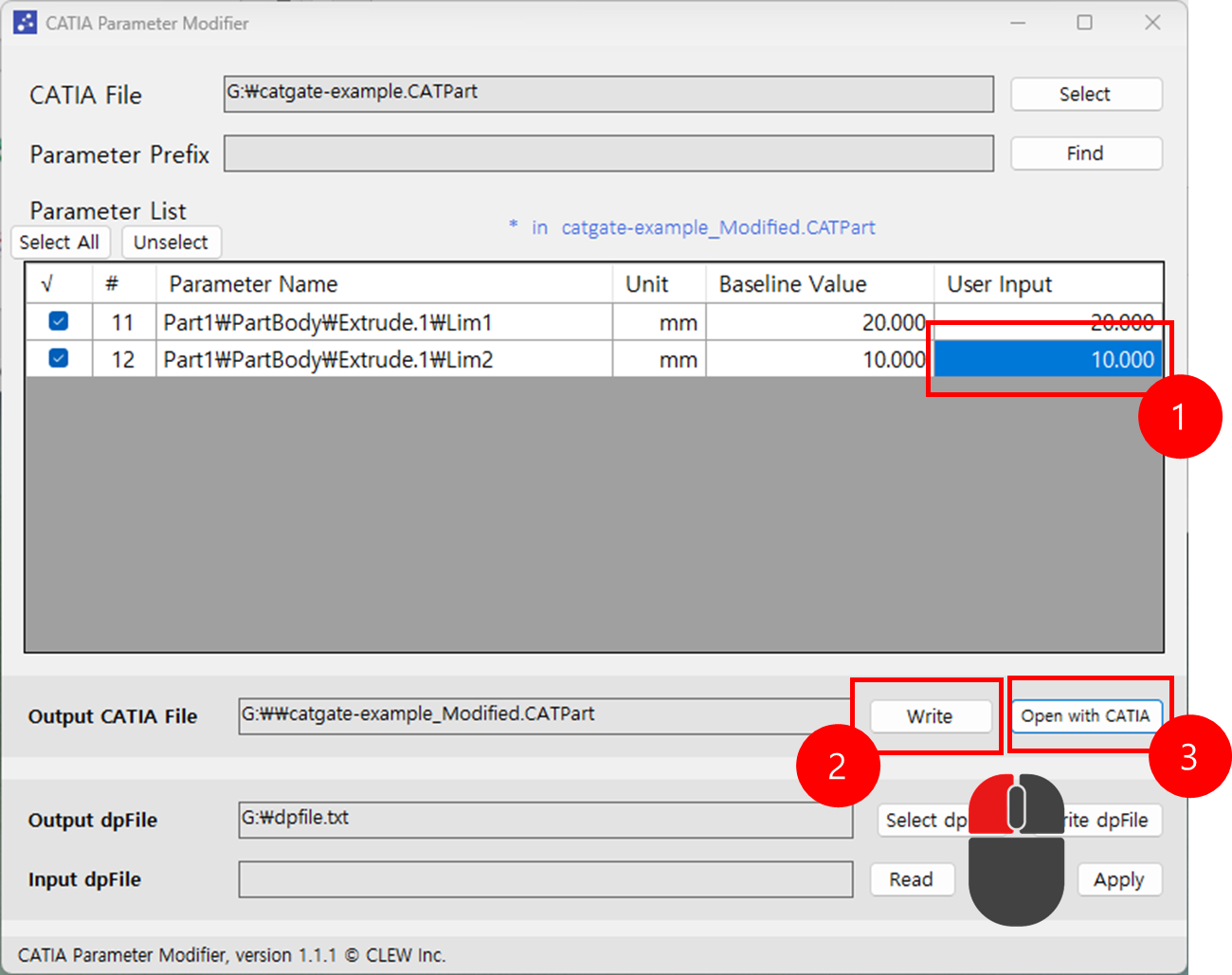 Parameter manipulation in GUI