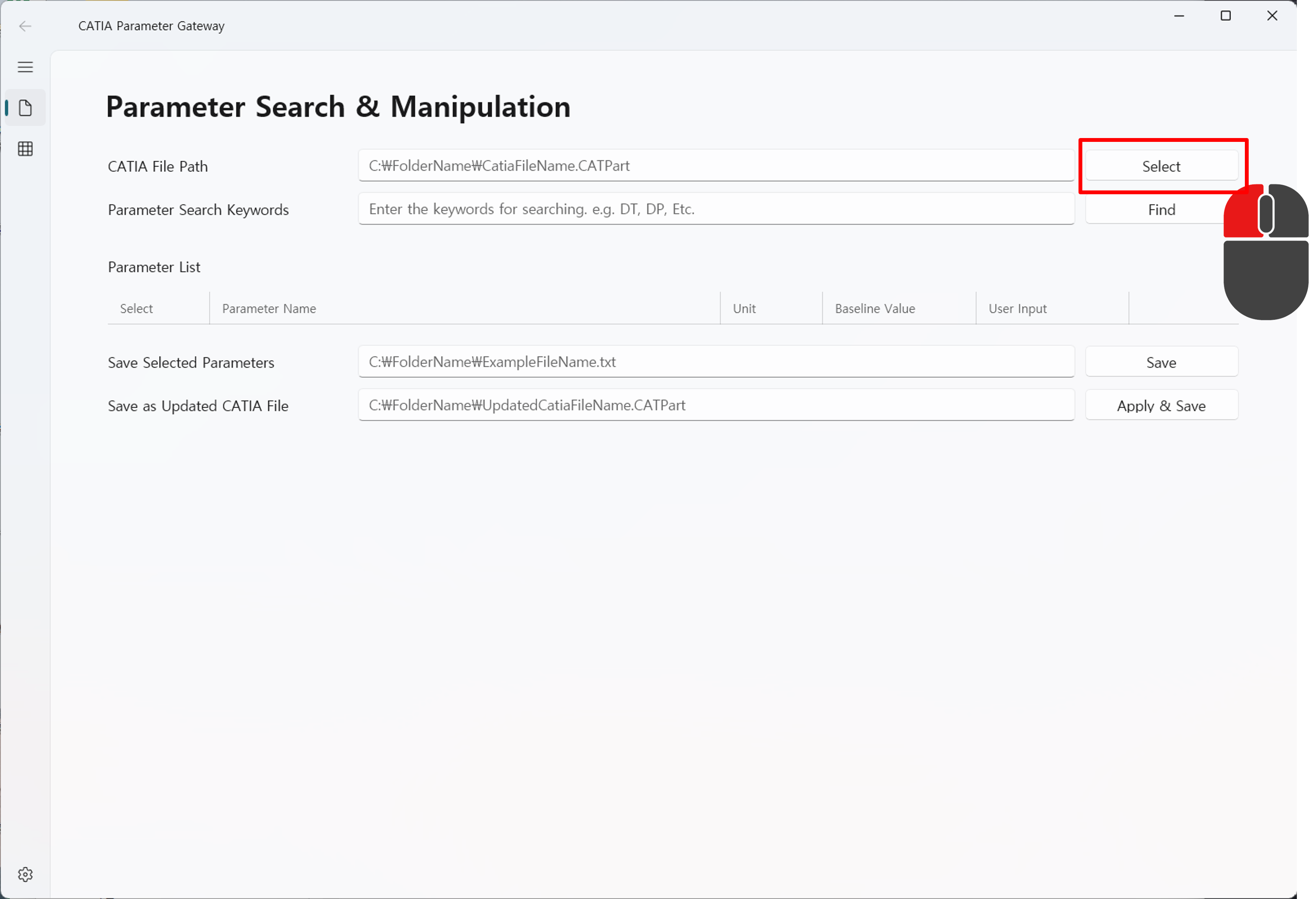 Catia file selection