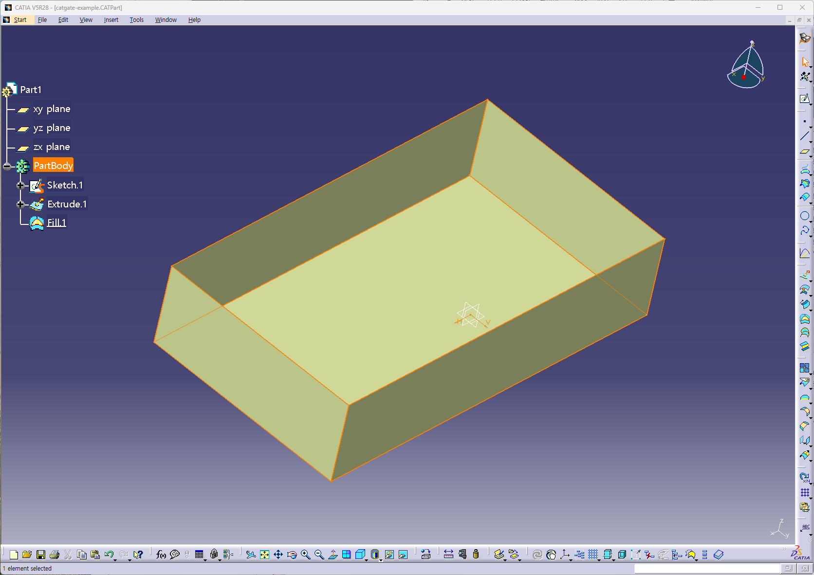 CATIA simple modeling example for tutorial