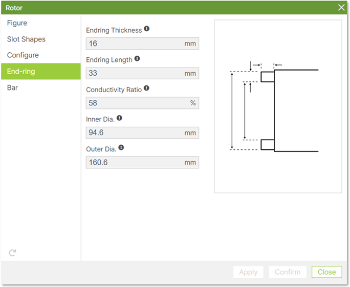 Fig.17 로터 엔드링 설정 윈도우